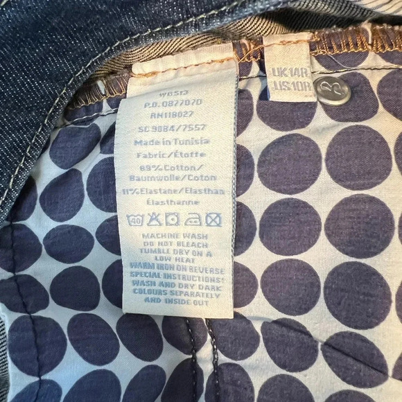 Boden Denim Mini Skirt Dark Wash Knee Length A-line Stretch Jean Skirt 10R - Picture 6 of 6